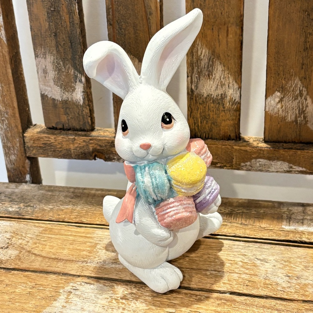 Hobby Lobby White Bunny With Macarons Easter Figurine Spring NEW